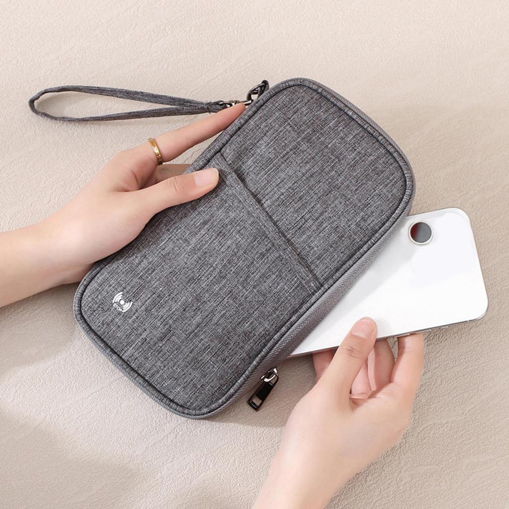 Thin Travel Essential Pouch With Dedicated Passport Slot And Card Capacity Blocking Wallet For Business Trip