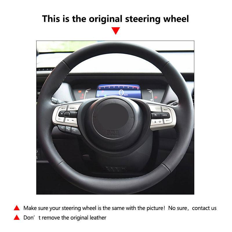 For Honda Fit Jazz     2024 (2-Spoke) Car Steering Wheel Cover Trim Accessories Interior Microfiber Leather