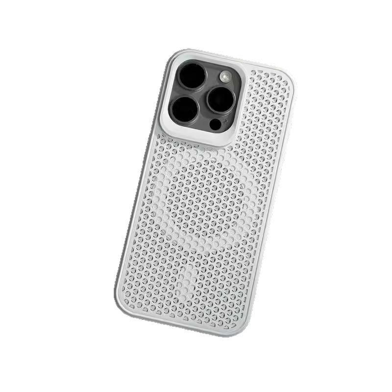 Summer honeycomb heat dissipation is suitable for iPhone17promax magnetic mobile phone case Apple 16 mesh matte 15 ultra-thin.