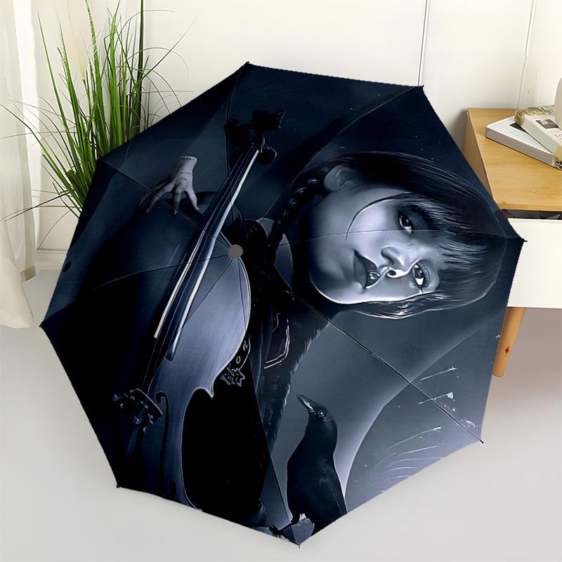 

1pc Wednesday Automatic Open/Close Umbrella - Compact Travel Umbrella with 8-Rib Durable Frame, Lightweight & Portable yy251023012