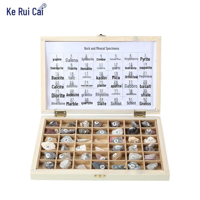 42-Piece Mineral Rock Fossil Specimen Kit Mineral Rock Fossil Collection