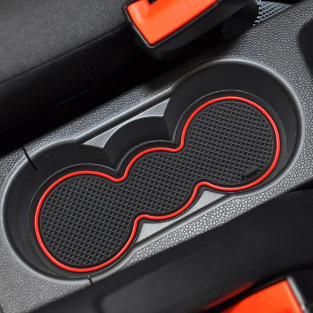 Anti-Slip Gate Slot Cup Mat for FORD Fiesta 2008 2009 2010 2012 2013 2014 2015 Non-slip Door Groove Pad Rubber Coaster Red 10pcs