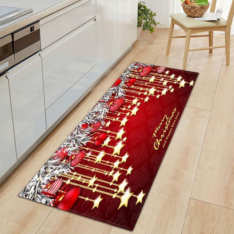 Door Floor Santa Mat Christmas Area Rug Holiday Kitchen Bedroom Mat Carpet Decor