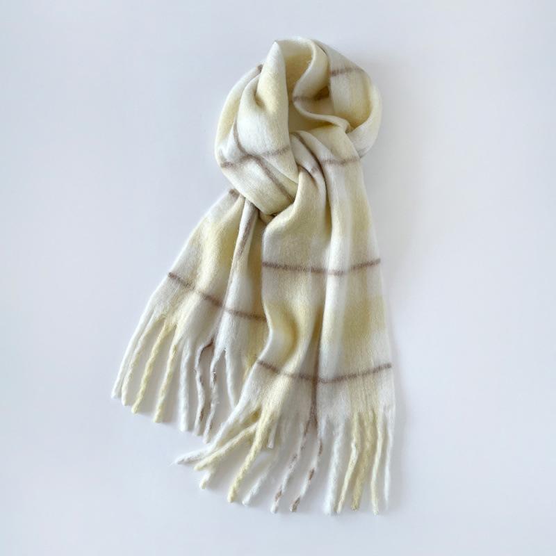 European and American mohair scarf winter thickened versatile shawl scarf wholesale fashion new plaid scarf women's winter