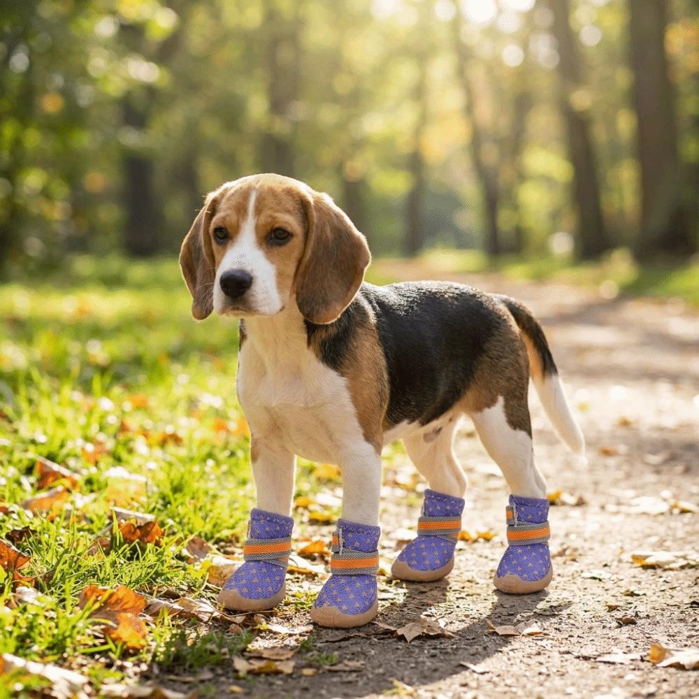 4 Pcs/set Wear Resistant Pet Net Boots Non-slip Dog Paw Protectors Dog Foot Covers  Outdoor Walking