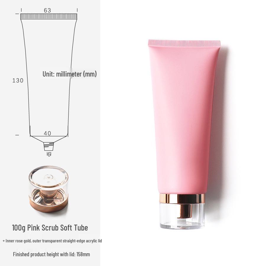 100g/ml Pink Frosted Soft Tube Bottle for Body Lotion, Facial Cleanser, Face Wash - Travel Size Cosmetic Packaging