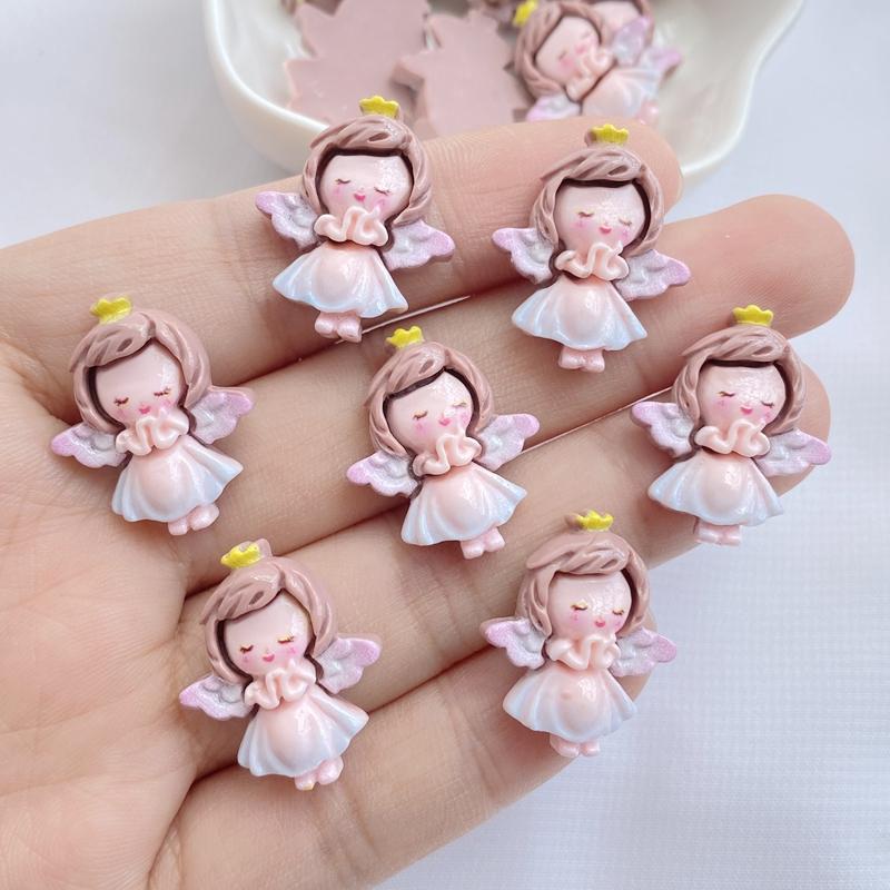 10/20Stuks Hars Kawaii Cartoon Engel Meisje Flatback Steen Interieur Prinses Fee Beeldje Plakboek Diy Accessoires Ambachten 10pcs