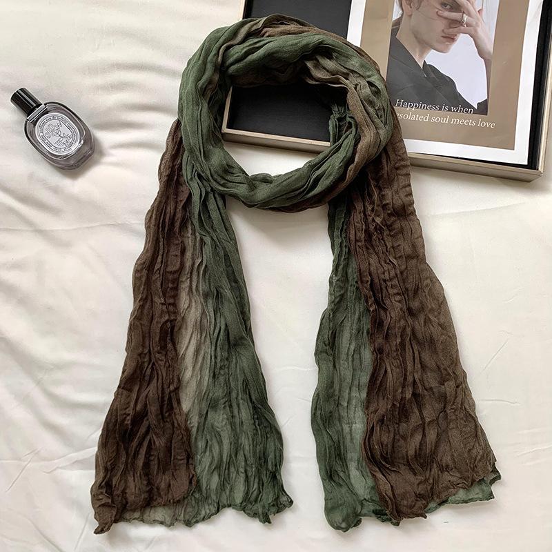 Scarf Women's Winter High-end Sense New Warm and Cold-proof Scarf Versatile Solid Color Crumpled Scarf Shawl