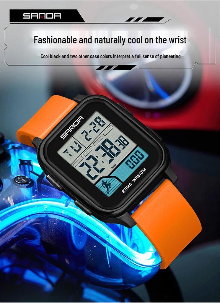 SANDA Trend Multifunctional Sports Watch for Students - Calorie Counter & Dual Alarms