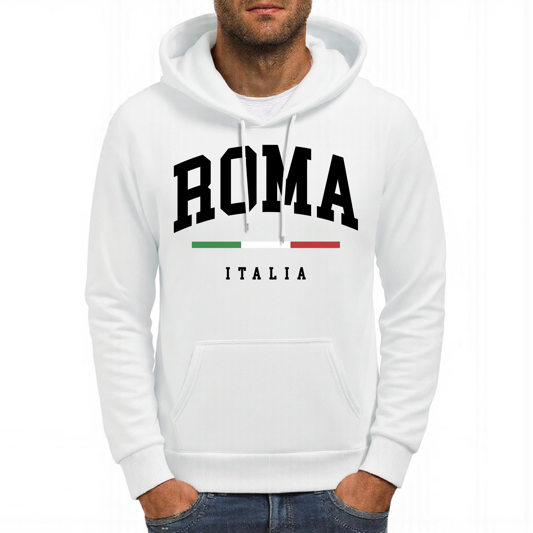 Roma Italia Letter Printing Men Hoodies