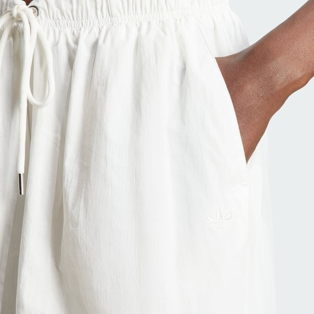 adidas Originals Solid Color Drawstring Loose Straight Casual Pants Women Bottoms White IS2698