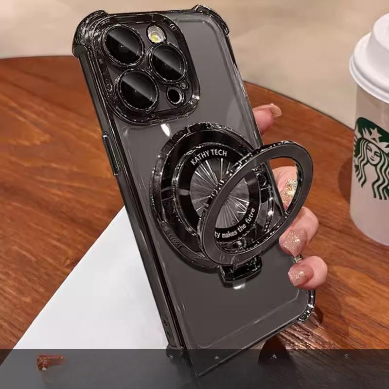 

Applicable To Mate60pro Huawei Mobile Phone Case Nova12 Electroplated Four-corner Airbag Honor 100 Folding Invisible Bracket Honor 50 SE