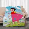 Cartoon H-Heidi, Girl of the Alps Throw Lightweight 240g Flannel Blanket Soft Skin-friendly for Summer Cooling