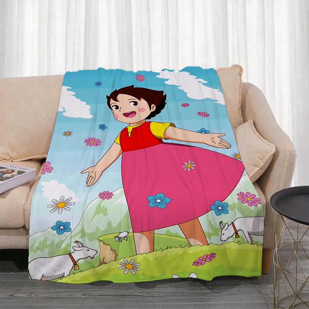 Cartoon H-Heidi, Girl of the Alps Throw Lightweight 240g Flannel Blanket Soft Skin-friendly for Summer Cooling