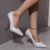 Spring and summer new fashion pointed toe foot set high heel fashion large size women's shallow mouth fashion sequined single shoes