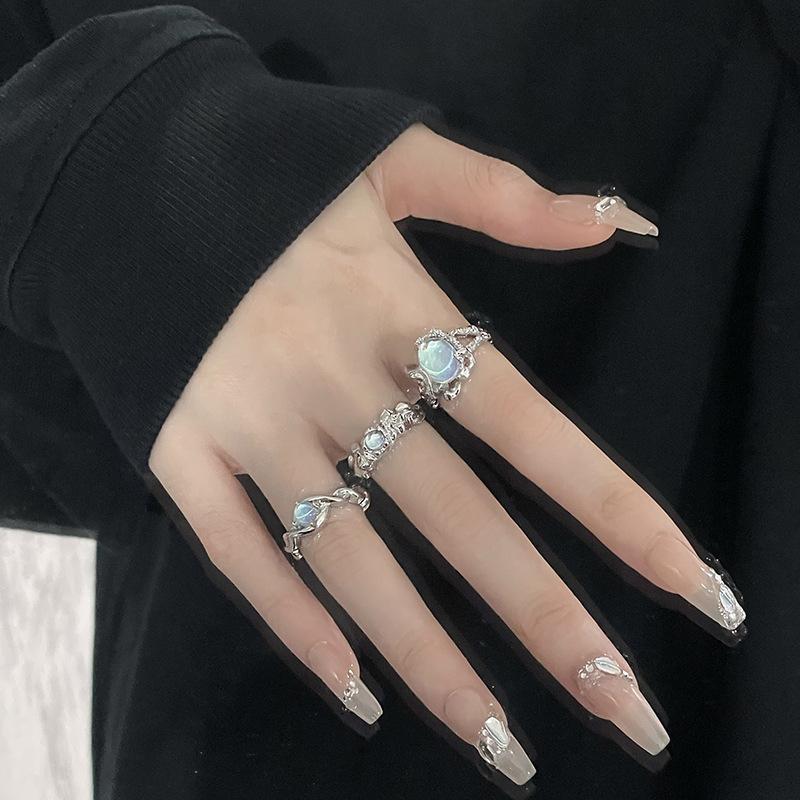 Niche Design Sense Ring Female Personality Opening Moonstone High Sense Opal Light Luxury Cold Wind Index Finger