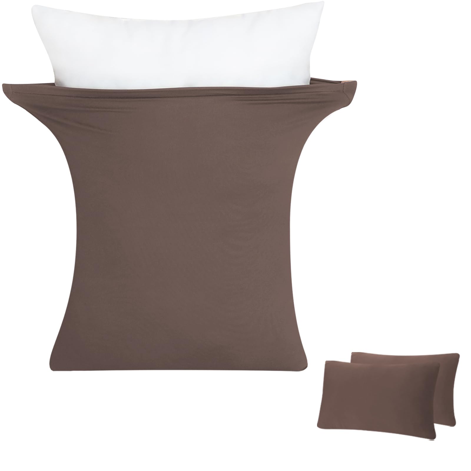 

мягкий и эластичный набор наволочек, подходящий для подушек 43x63см, конверт, 3D хлопок, гладкий к поту, быстро сохнущий, все машинная стирка, коричневый [Супер эластичный] 2,