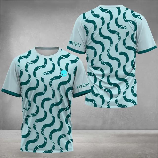 Fashion Color Striped 3D Print T Shirt For Men Outdoor Tennis Badminton Training Clothing Casual O-neck Short Sleeve Loose Tops