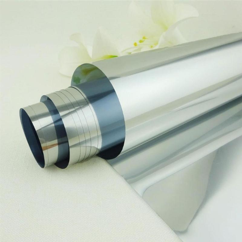 Silver One Way Mirror Window Tint, Solar Reflective Heat Insulation Privacy Film for Home Glass, 50 X 100 CM