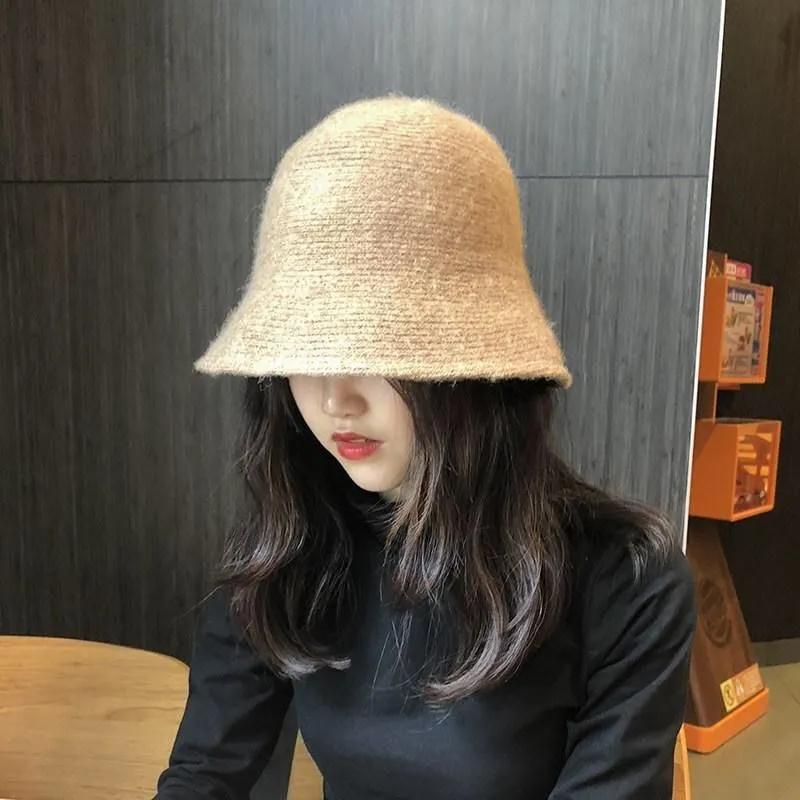 WTEMPO Spring Fall Winter Knitted Bucket Hats Women Solid Color Casual Woolen Hats Versatile Shopping Travel Hats