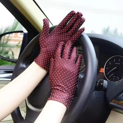 Summer Gloves Sun Protection Fashion Round Dot Elastic Mittens High Quality