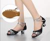 Latin Dance Shoes For Women Mid Heel Sneakers Square Dance Shoes Sandals Square Ballroom Satin Banquet Ladies Shoes
