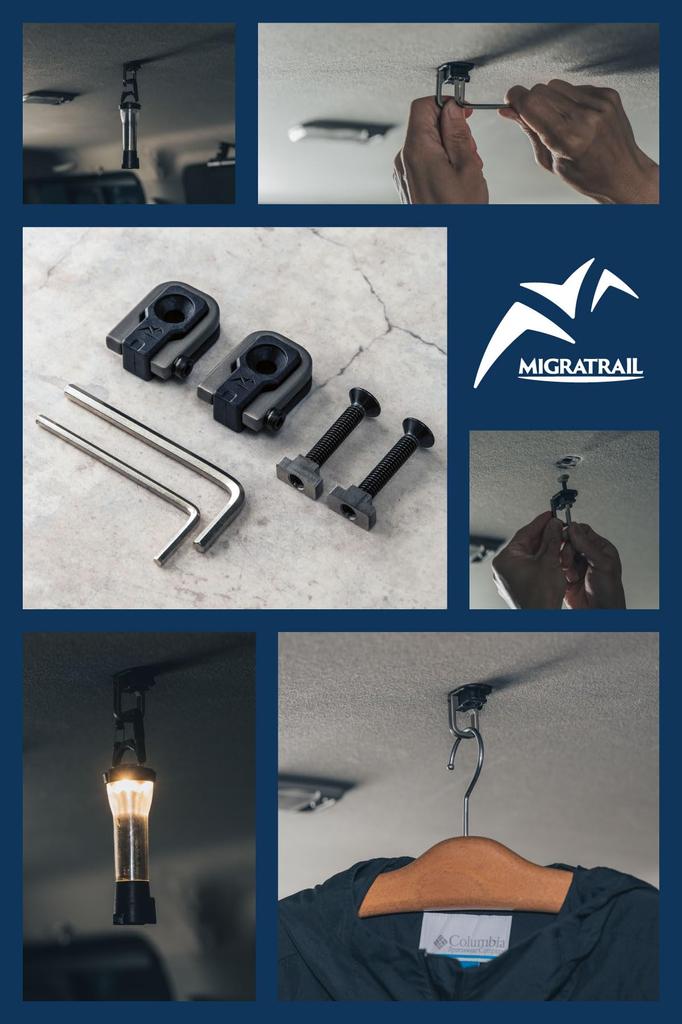 Migratrail D8359 Luggage Cargo Hooks, Caravan Roof Type, Pack of 2, Hanging Hooks, Lightweight,