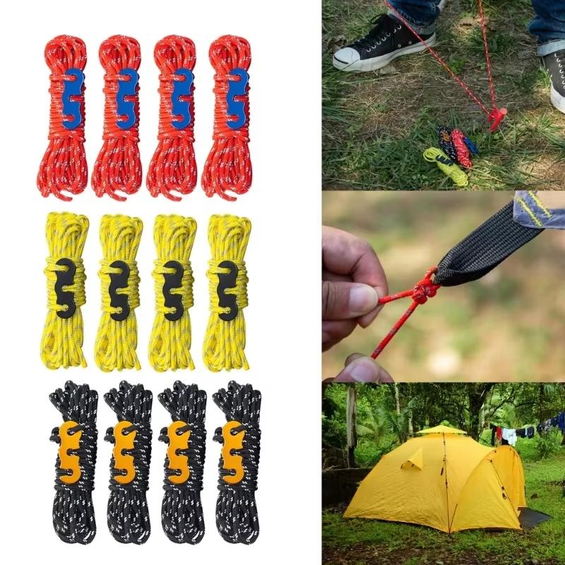 Bold Tent Wind Rope Canopy Outdoor Camping Reflective Wind Rope 3mm Multifunctional Wind Rope Buckle Tent Rope Set