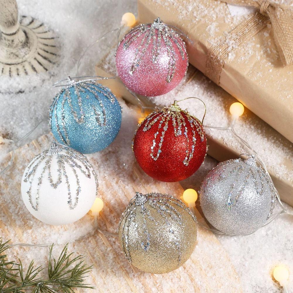 3 pcs/set Multi-Color Christmas Color Balls Glitter Hanging Decorations Christmas Decoration Balls Home Decor Sequin
