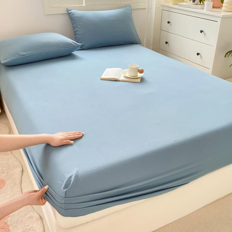 90/120/150/180/200 Fitted Bed Sheet With Elastic Band Solid Color Mattress Covers Protector Single Double King Beds Linen Becover