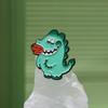 Playful Green Cartoon Dinosaur Inspired Brooch With Heart And Rose Design Couples For