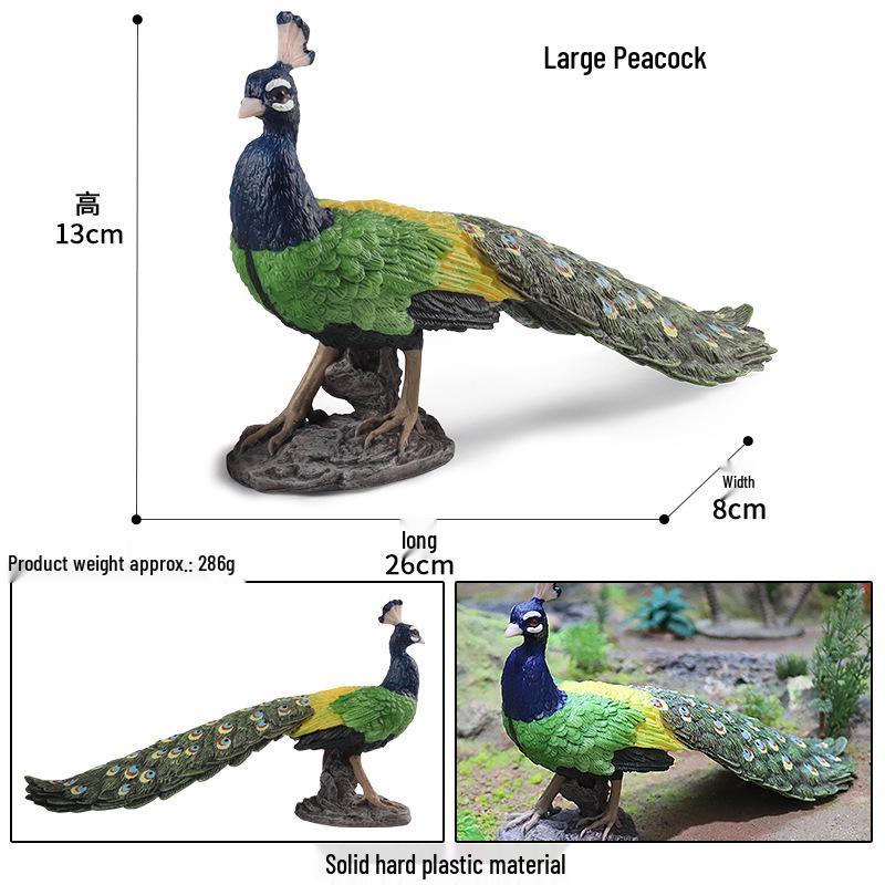 Wild Animal Simulation: Flying Parrot & Peacock Model Toy Ornament for Kids
