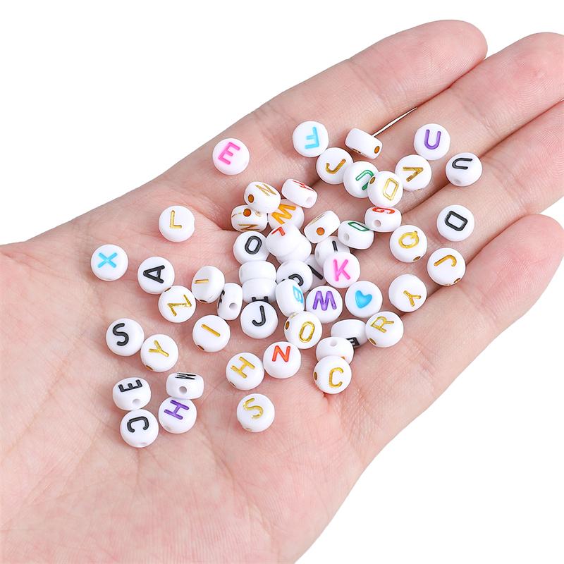 A-Z Letter Flat Beads Material Package DIY Handmade Material Package 26 English Letter Beads+Love Heart Beads For Jewelry Making DIY Bracelet Necklace