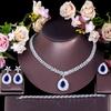 Classic T Square Zircon Water Drop Necklace Earrings Bracelet Ring Four-Piece Set Party Wedding Dress Set Chain