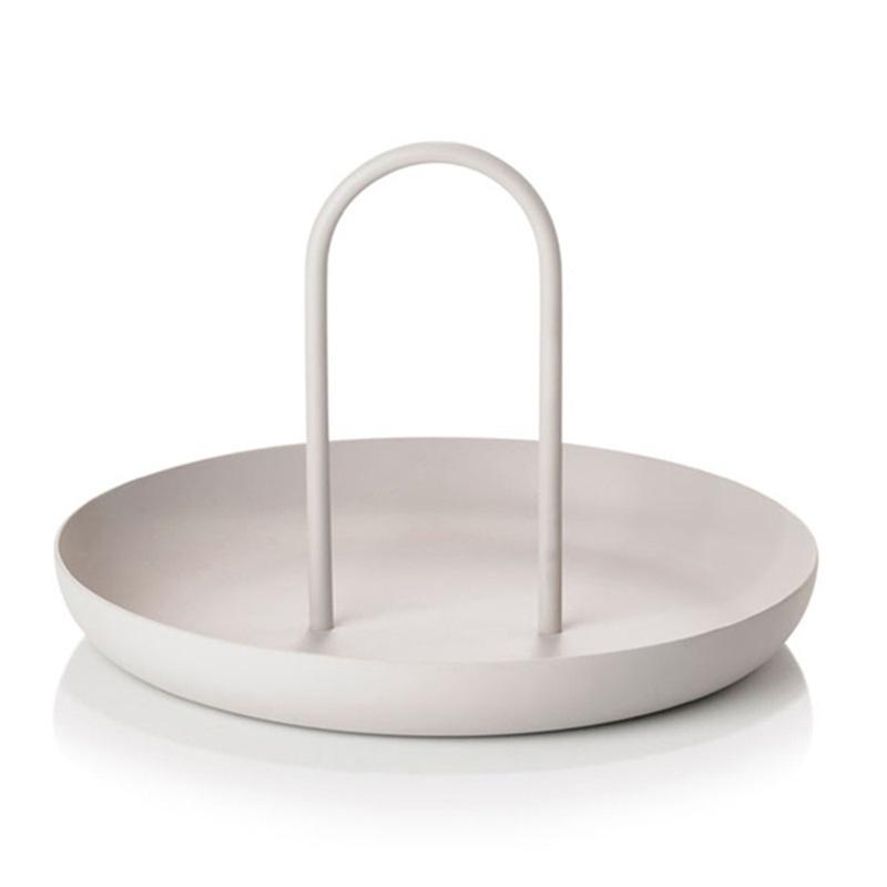

Nordic Tray Round Metal Portable Tray With Handle for Sundries And Small Objects Desktop Home Decor For Necklace Jewelry Storage