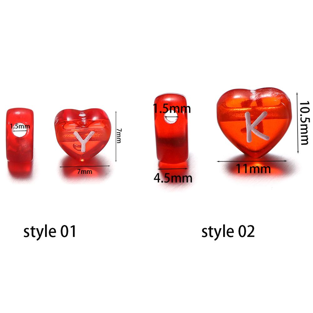 50/100Pcs/Lot Mixed Acrylic 26 Letters Loose Heart Shape Beads For DIY Jewelry Making Bracelet Necklace Keychain Accessories