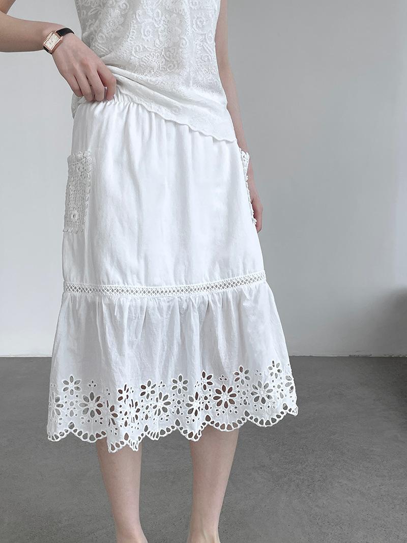 Taochuan, Oxygen Korean Women~ Korean A-character Design Sense Skirt Splicing Skirt Women s Lace Splicing Skirt 26025 M белый