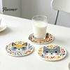 Waterproof Coasters for Daily Use 6 Pcs Cute Cat Coasters, Thick Heat-Resistant Wood Coaster Tabletop Protection, Unique Gift Ideas Lovers Non