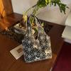 Bag for Women, Trendy and Trendy, Fake Style Canvas Bag, Flower Embroidery Shoulder Bag, Bow Decoration Women's Bag