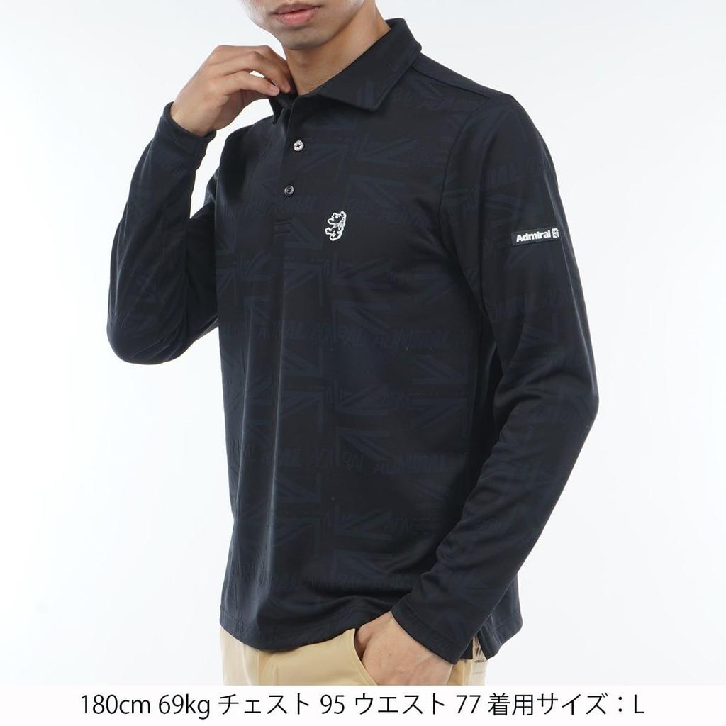 Admiral Golf Classic Union Jack Logo Jacquard Long Sleeve Shirt ADMA364 10BLK Men's