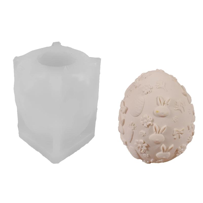 Embossed Hare Easter Eggs Shape Silicone Molds Heat Resistant for Resin Casting Making Candle Soap Home Decoration