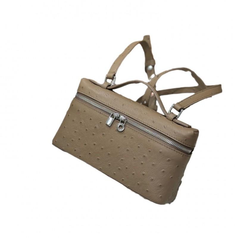 Genuine Leather Ostrich Small Box Bag - Versatile Shoulder Crossbody Handbag