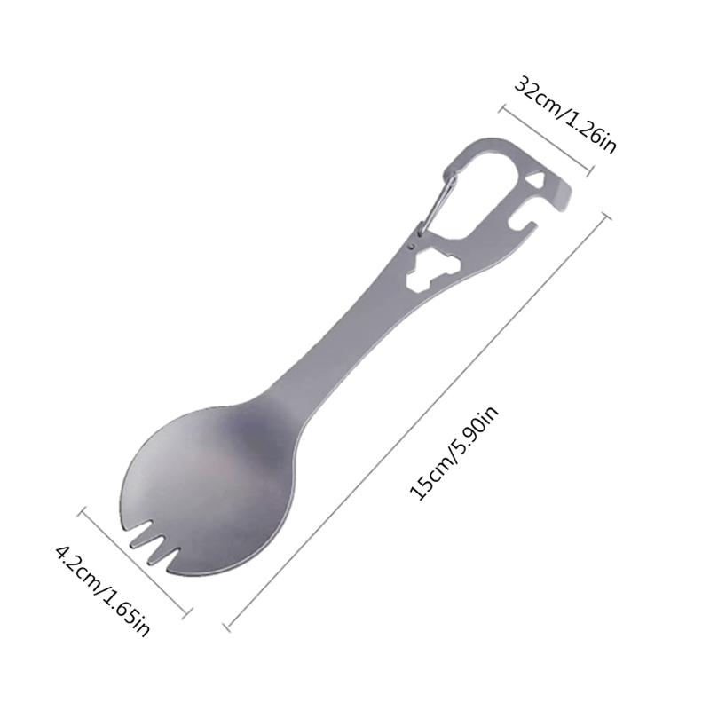 5 in 1 Multifunctional Camping Eating Utensils Stainless Steel Spork Camping Utensil with Spoon Fork Bottle Can Opener