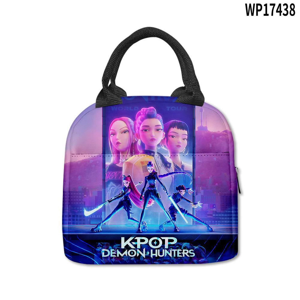Demon Hunter Girl Group Peripheral Lunch Bag, Cartoon Printing Waterproof And Wear-Resistant, Student Office Worker Thermal Insulation Lunch Box Bag