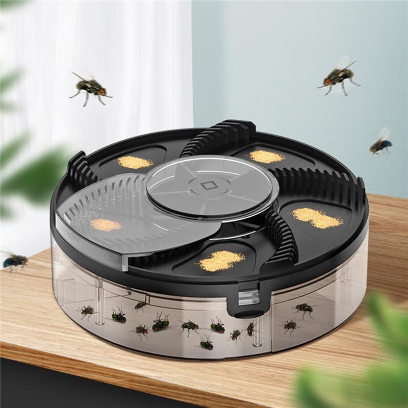Trappola per mosche elettrica 1200mAh USB ricaricabile automatico pigliamosche rotazione di sicurezza dispositivo di cattura parassiti silenzioso rifiuto di insetti per interni