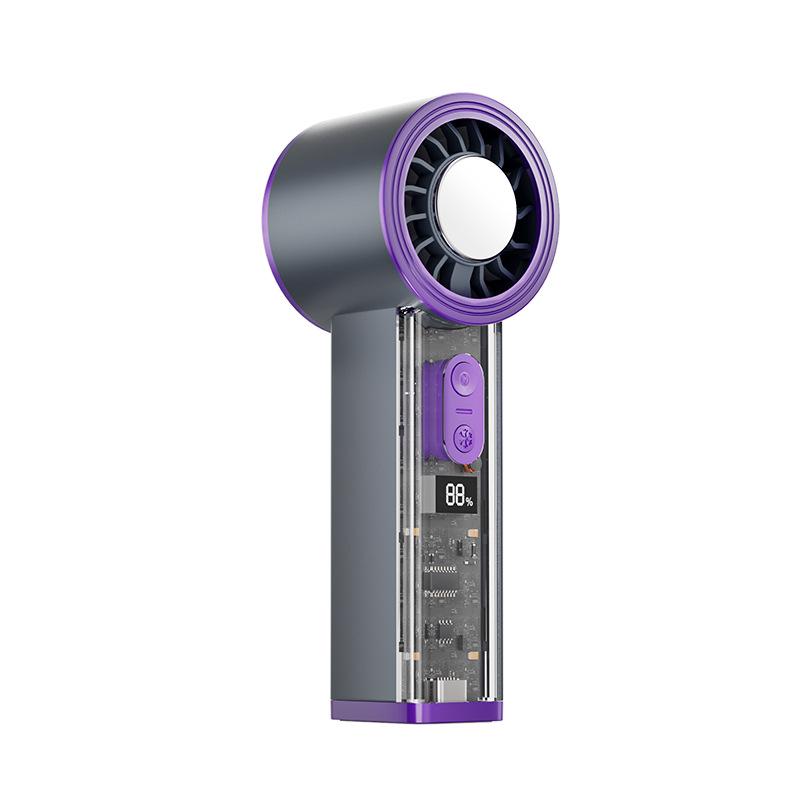 Portable Transparent CoolBox: High-Speed Fan with Digital Display & Night Light 2000mAh