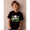 European Sizes Panda Series" Summer Boys' Fashion Short-Sleeve T-Shirt "Little Panda On Bamboo Rayon Pole" Cartoon Print Outdoor Casual Top