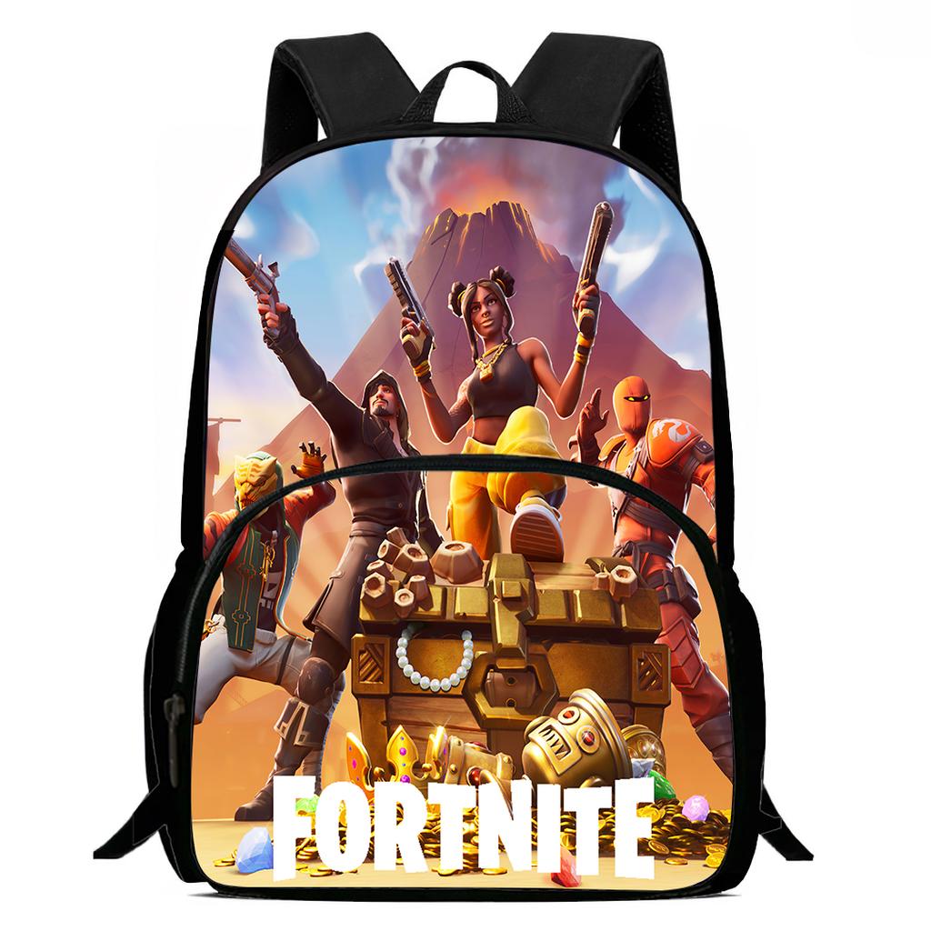 15-Inch Fortnite Cartoon Backpack with Front Pocket, Ergonomic Spine Protection Design & Padded Back Panel for Kids