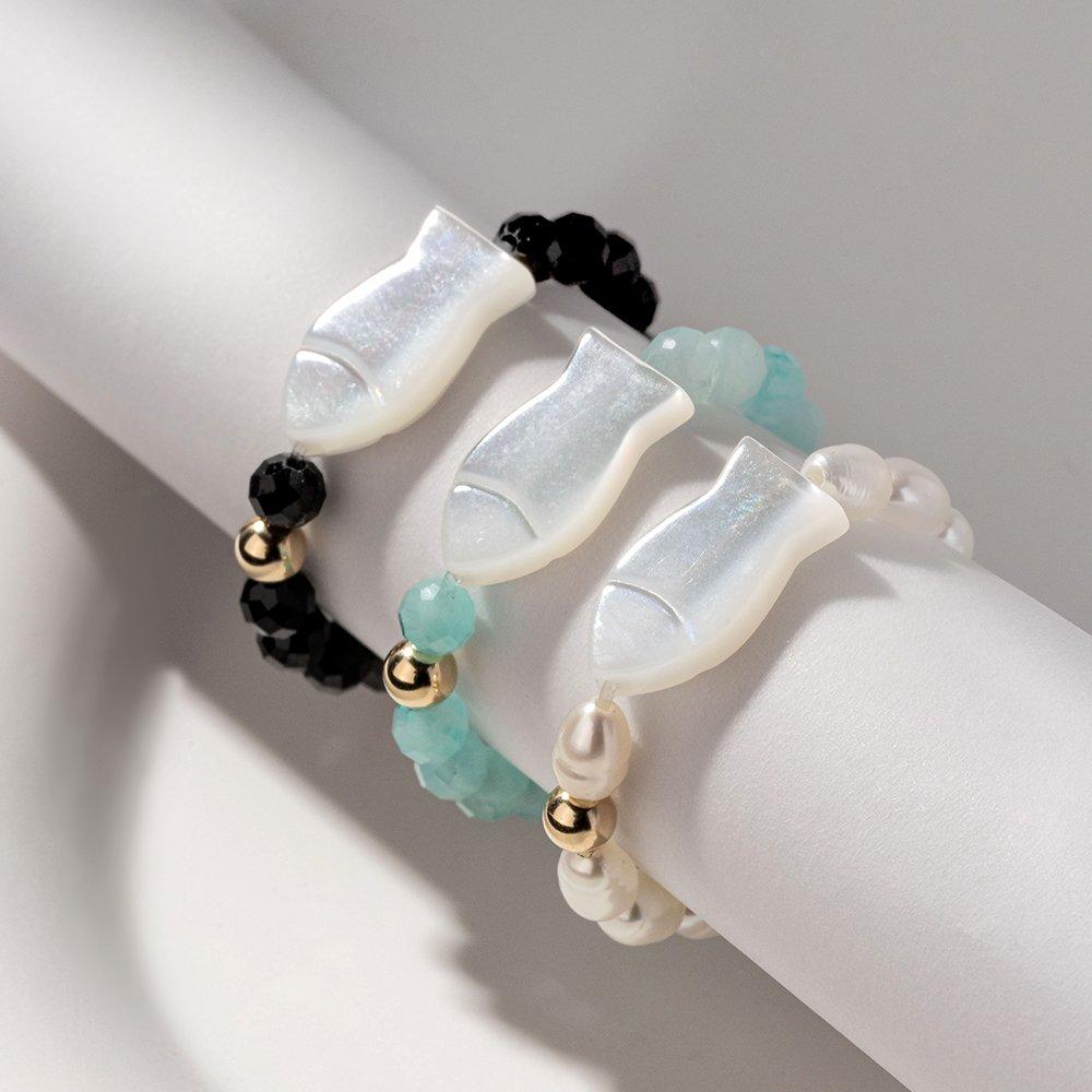 

14K Cut Natural Stone Mother-of-Pearl Fish Ring (Choose one of three types) - A Lucky Gift 14K yellow gold /03_natural freshwater pearl