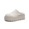 Thick-soled Heightening Shoes for Women's Summer New Leather Breathable Outer Wear Bag Head Half Slippers One Pedal
